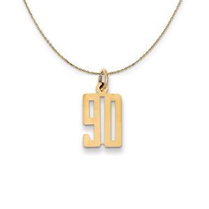 14k Yellow Gold, Alumni Small Elongated Number 90 Necklace - 20 Inch